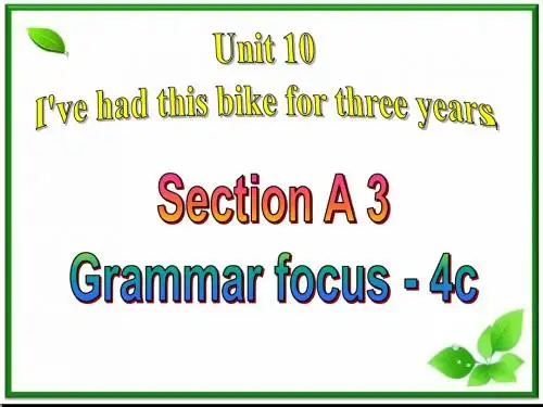 Unit 10 Section A Grammar Focus