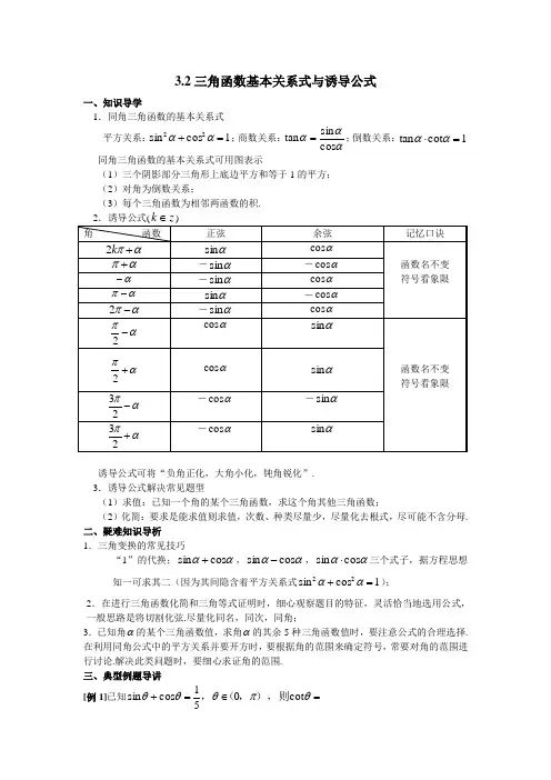 高中必修1-5错误解题分析系列-《3.2三角函数基本关系式与诱导公式》