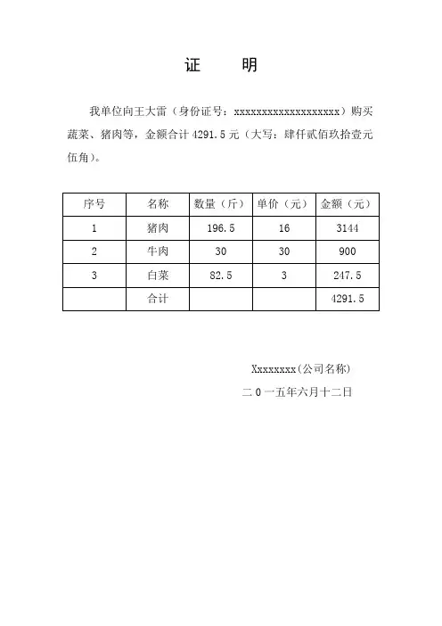 开具免税发票模板
