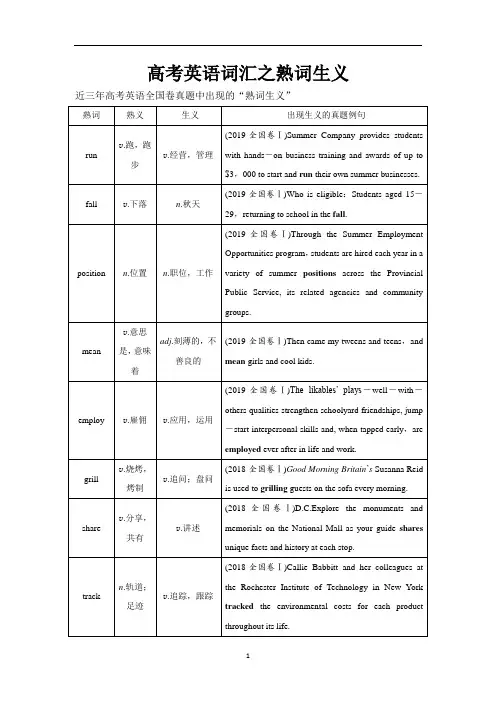 高考英语词汇之熟词生义