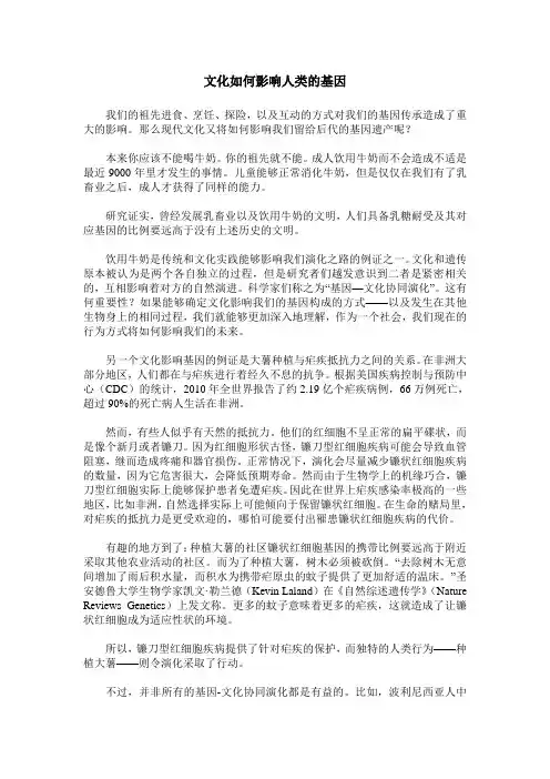 文化如何影响人类的基因