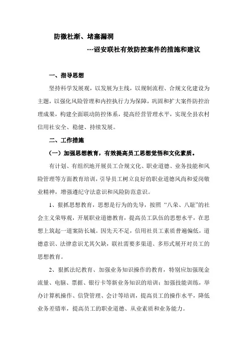 案防工作措施和建议
