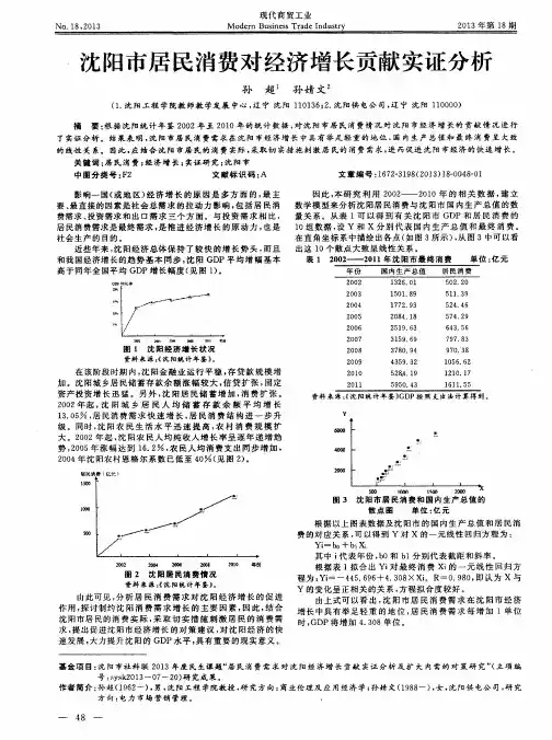 沈阳市居民消费对经济增长贡献实证分析