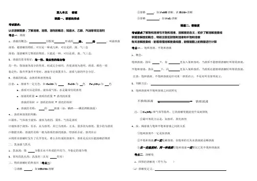 第九单元   溶液知识点
