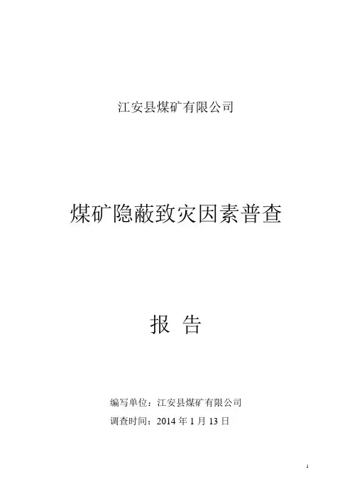 江安县煤矿有限公司隐蔽地质灾害普查报告