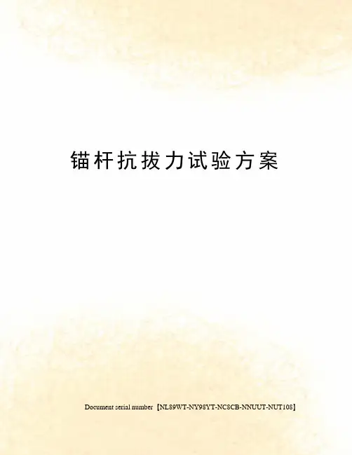 锚杆抗拔力试验方案