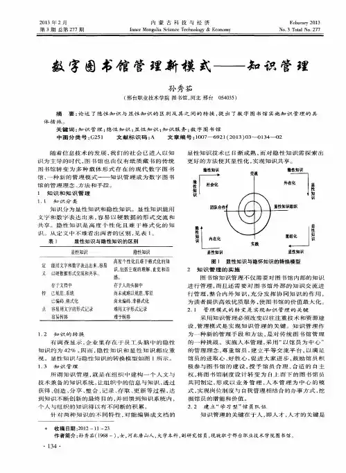 数字图书馆管理新模式——知识管理