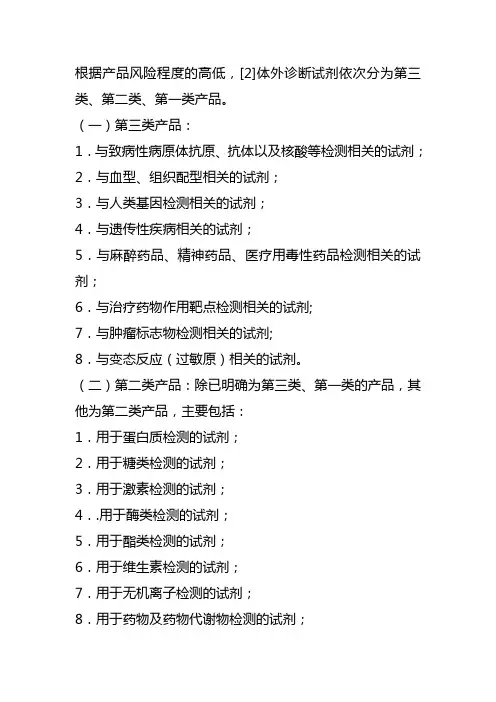 体外诊断试剂分类