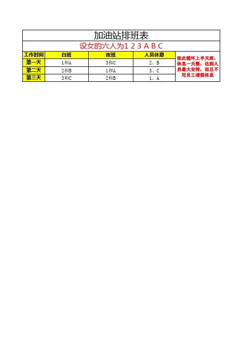 加油站排班表