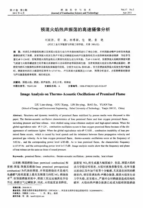预混火焰热声振荡的高速摄像分析