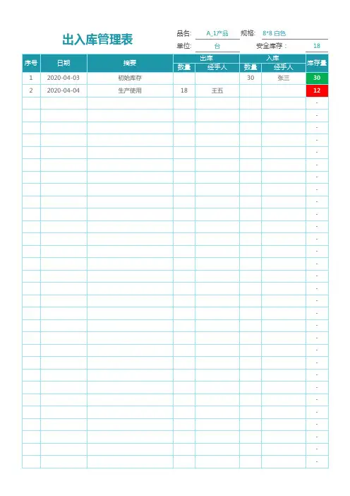 出入库登记表