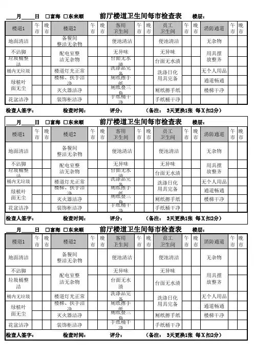 楼道卫生间检查表