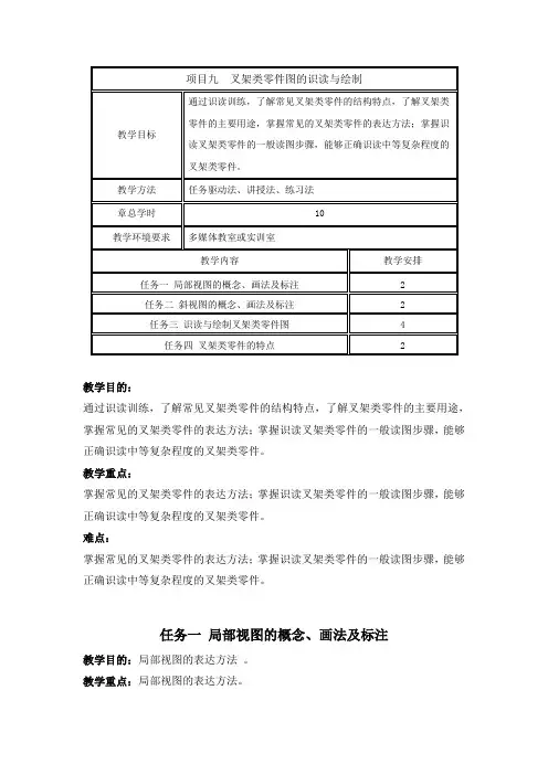 项目九  叉架类零件图的识读与绘制