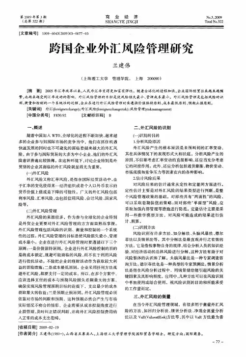 跨国企业外汇风险管理研究