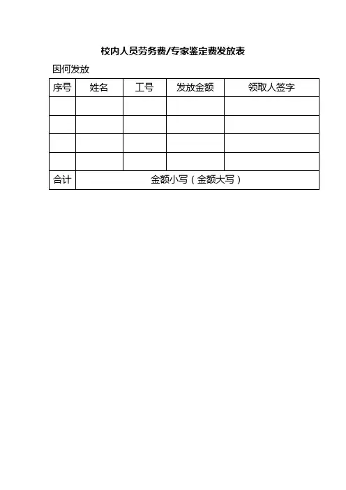 校内人员劳务费发放表