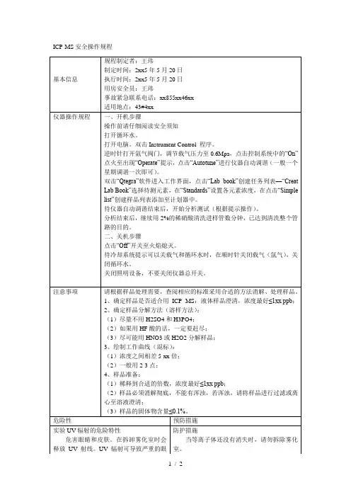 icpms安全操作规程