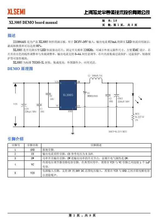 XL3005 DEMO board manual