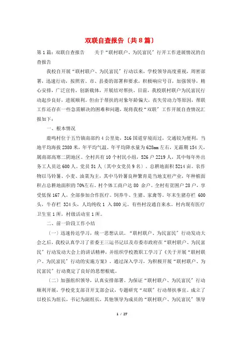 双联自查报告(共8篇)