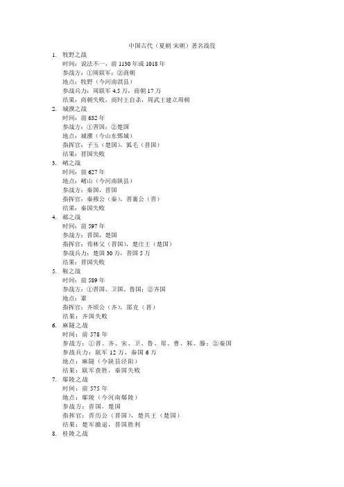 中国古代著名战争