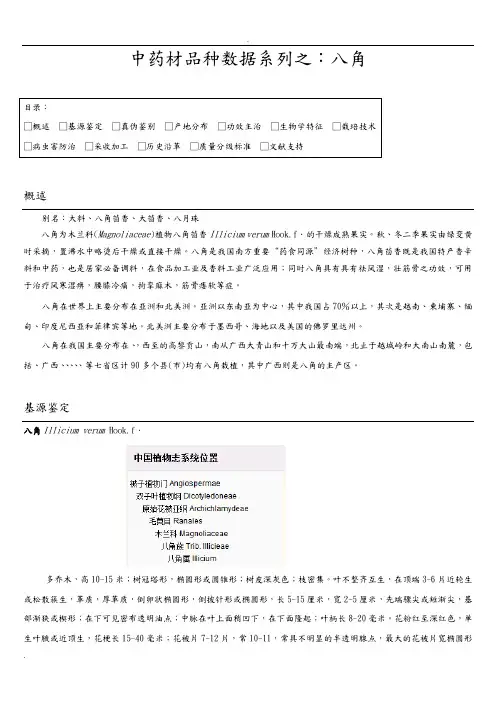 中药材品种数据系列之：八角