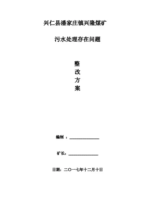 污水处理存在问题整改方案2