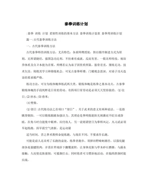 泰拳训练计划