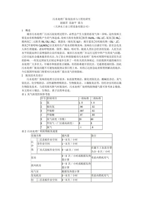 污水处理厂除臭技术与工程化研究
