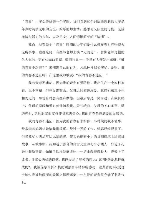 我的青春不迷茫作文800字精选