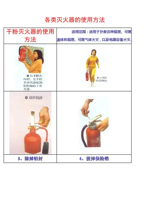各种灭火器的使用方法