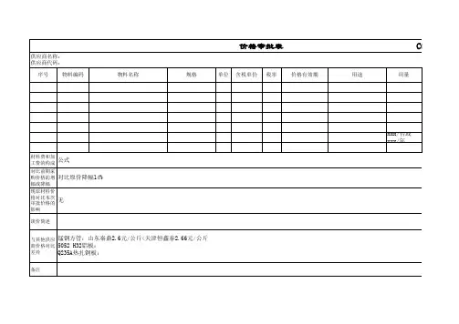 价格审批表