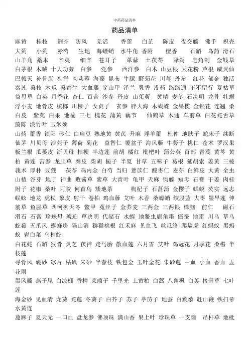中药药品清单