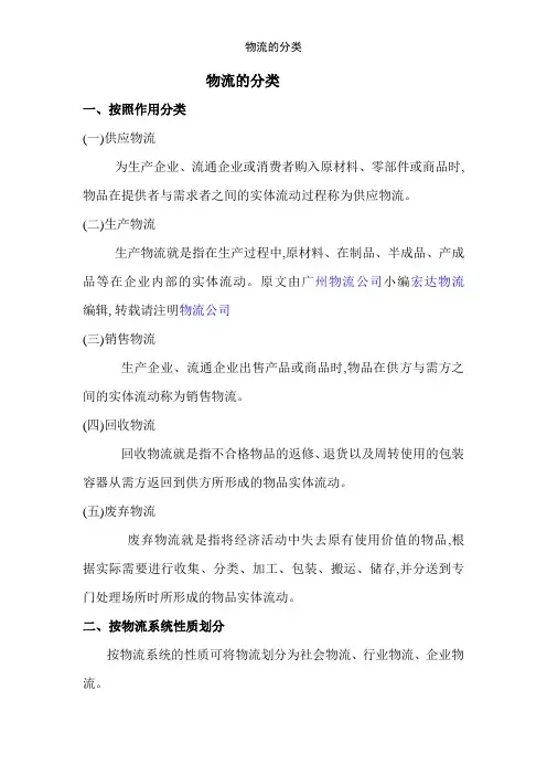 物流的分类