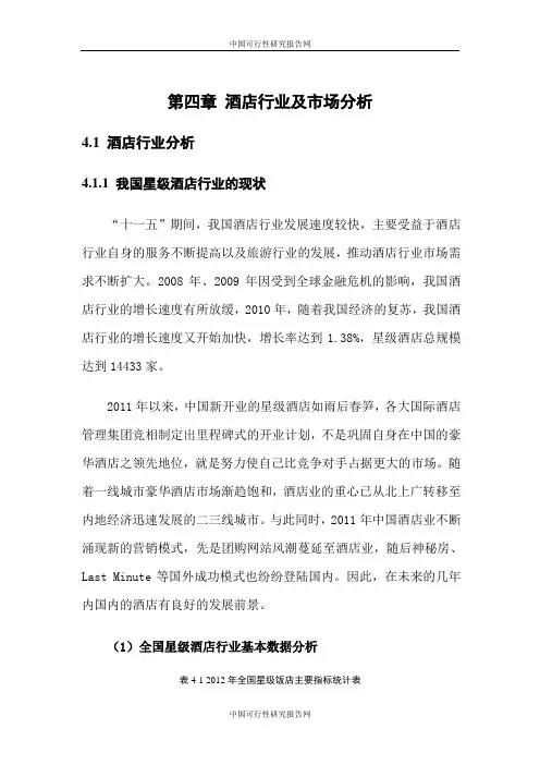 酒店项目计划书可行性研究报告
