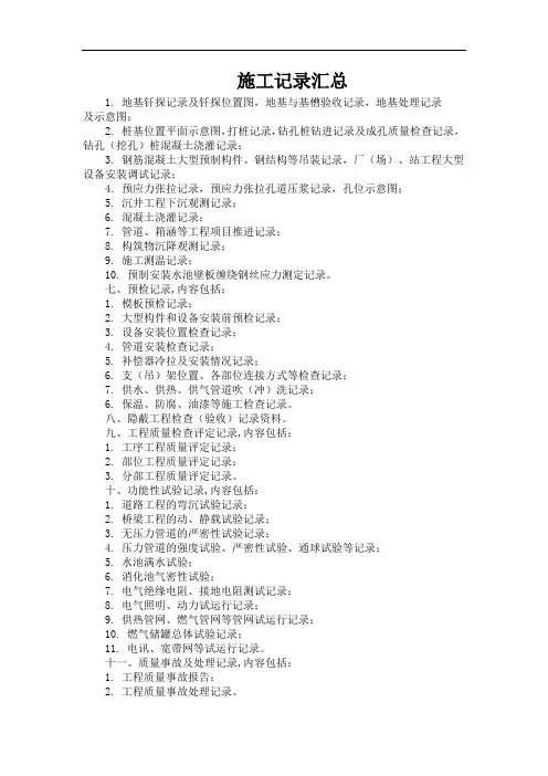 施工记录汇总