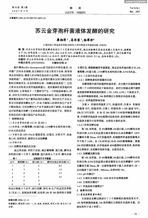 苏云金芽孢杆菌液体发酵的研究