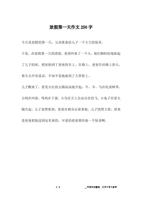 放假第一天作文250字