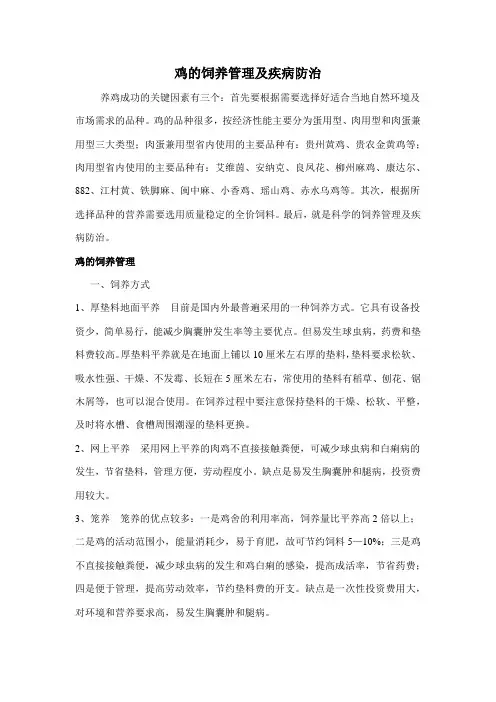 鸡的饲养管理及疾病防治