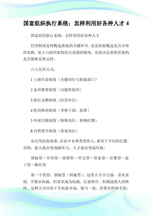 国富组织执行系统：怎样利用好各种人才.doc