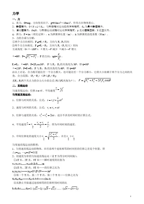 (完整版)高中物理公式大全