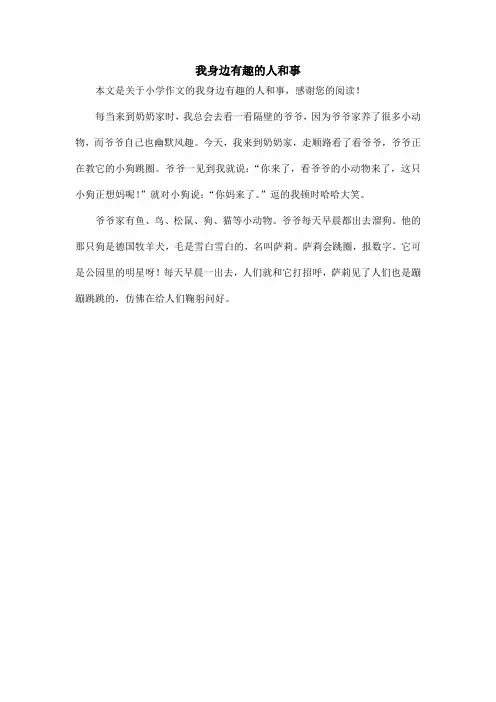 我身边有趣的人和事_小学作文