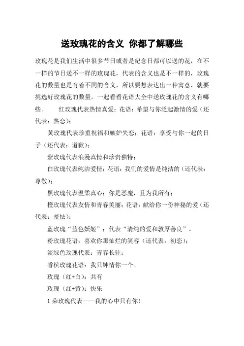 送玫瑰花的含义 你都了解哪些