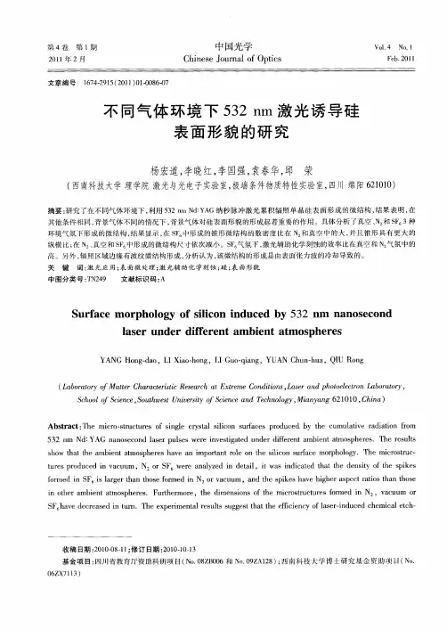 不同气体环境下532nm激光诱导硅表面形貌的研究