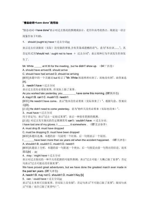 情态动词 have done的用法
