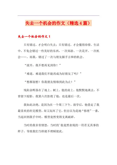 失去一个机会的作文(精选4篇)