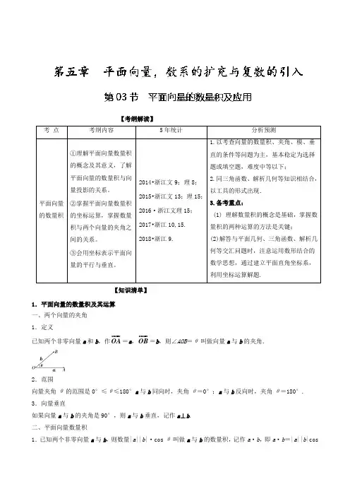 高考数学一轮复习(浙江版)专题5.3平面向量的数量积及应用(讲)含解析