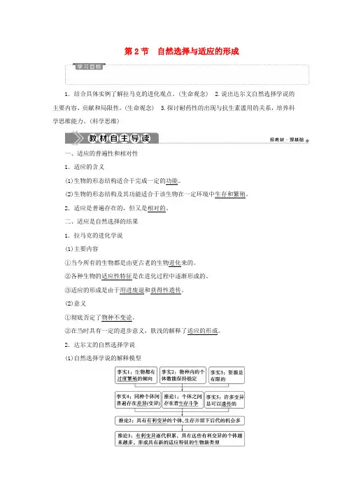 2019_2020学年新教材高中生物第6章生物的进化第2节自然选择与适应的形成学案新人教版必修第二册