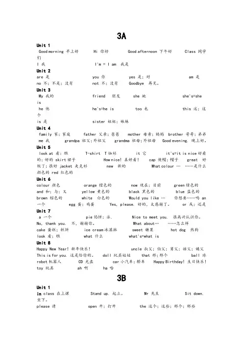 译林苏教版三至六年级英语单词汇总2018版