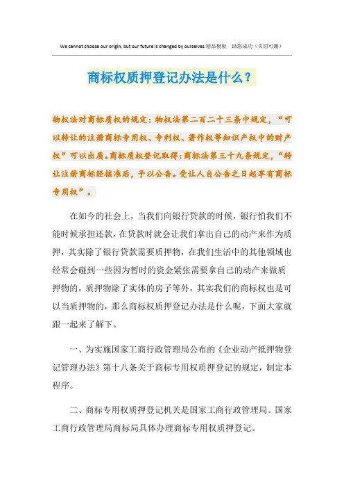 商标权质押登记办法是什么？