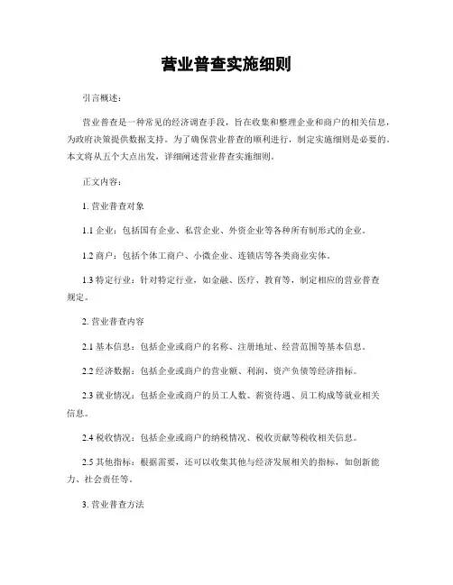 营业普查实施细则