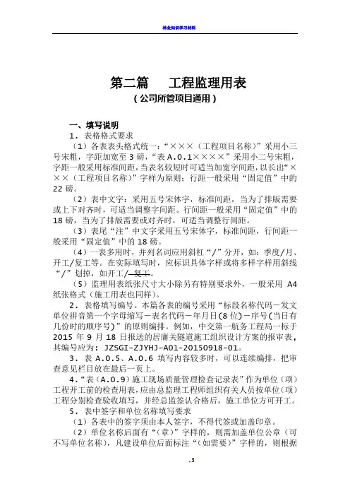2017年最新工程监理表格